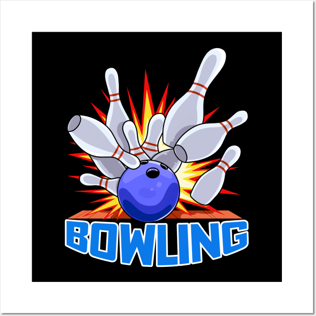 Bowling Ball 10 Pins Bowler Wall Art by Noseking